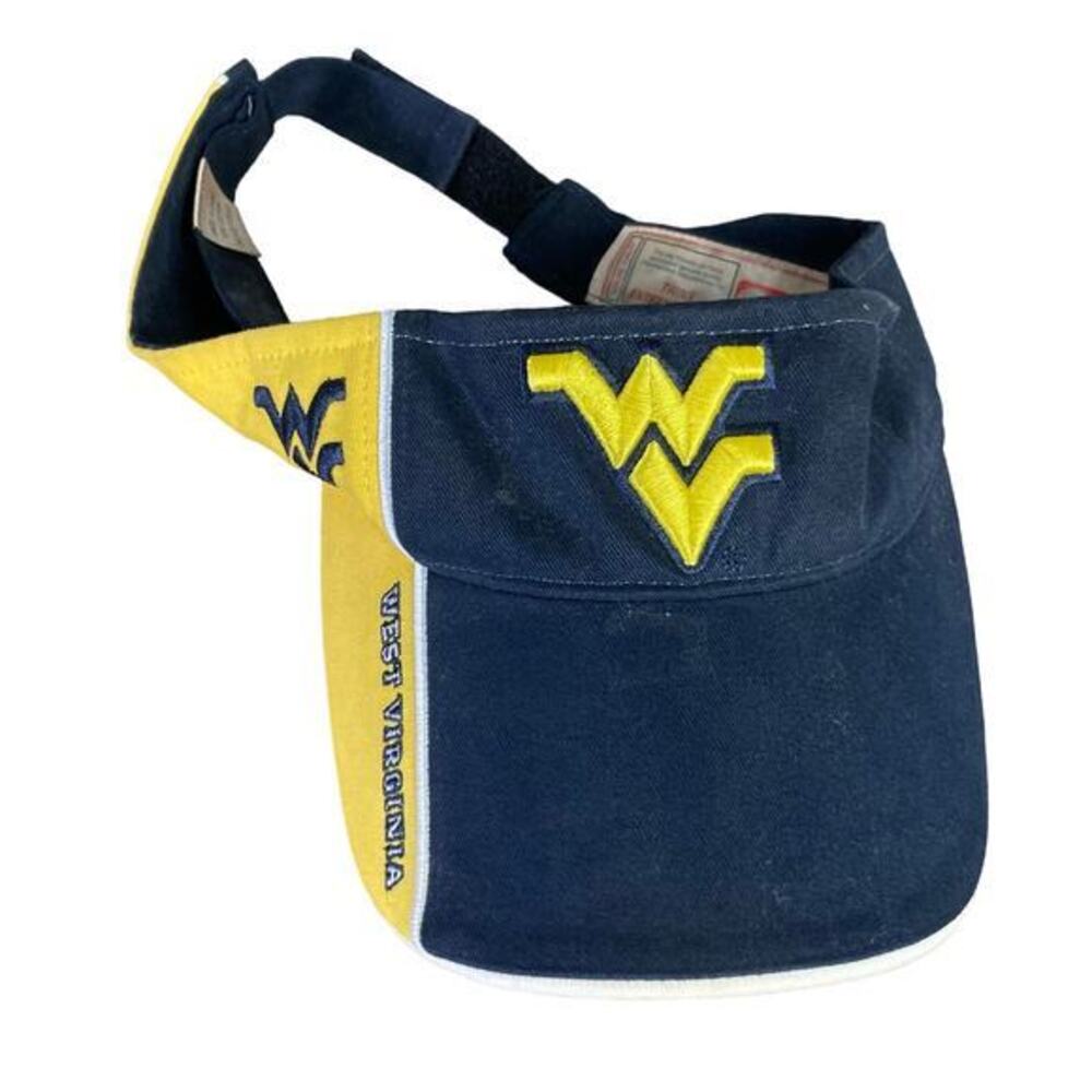 Vintage 90s‎ West Virginia Mountaineers Collegiate Visor Hat Blue Yellow Twins